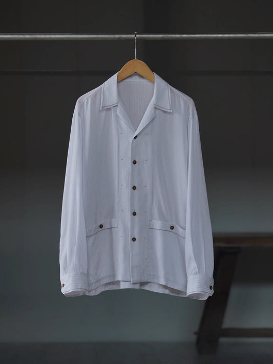 IRENISA | OPEN COLLAR SHIRT GRAY STRIPE