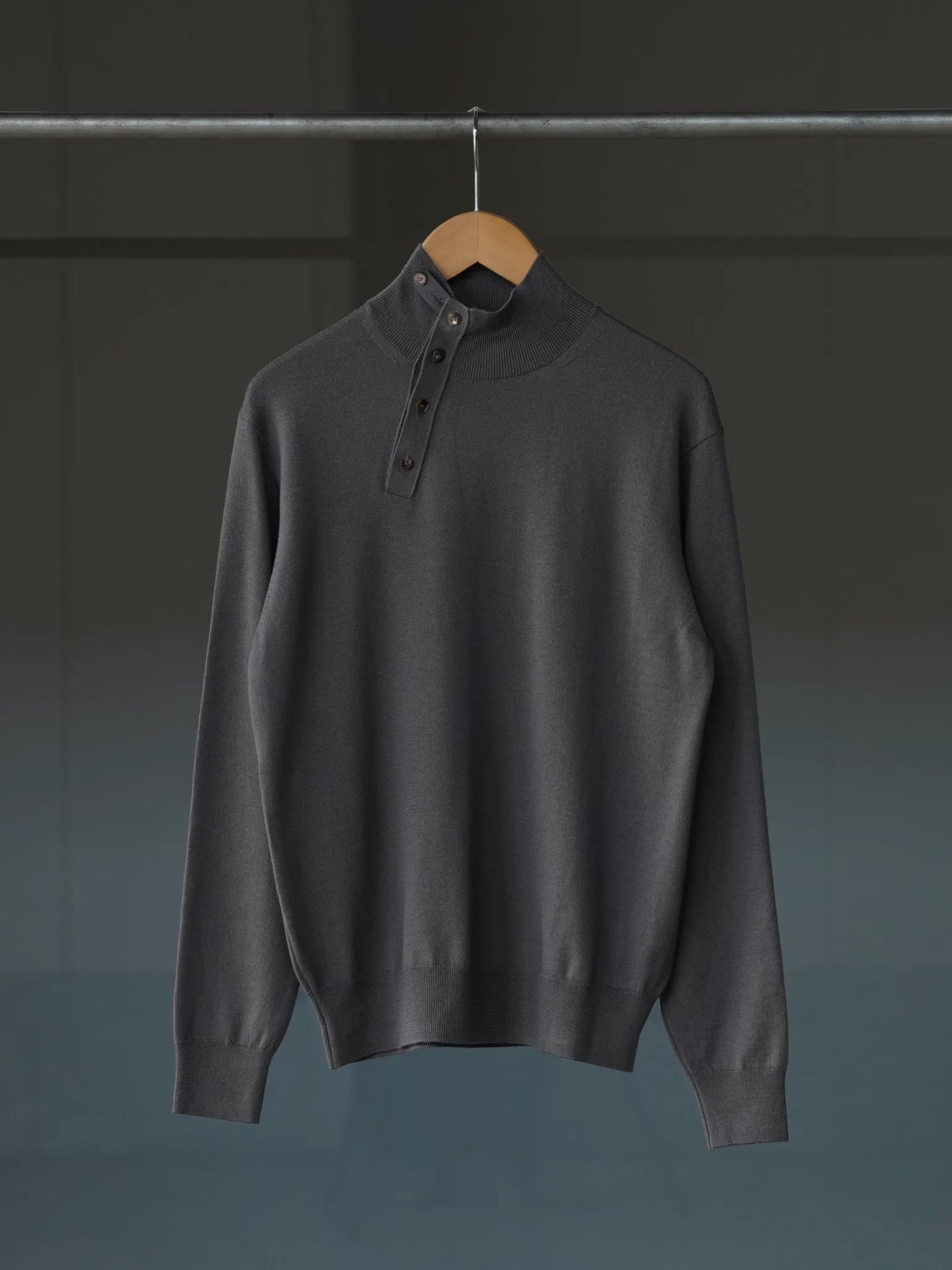 IRENISA | WOOL HIGH-NECK KINIT PULLOVER STONE GRAY