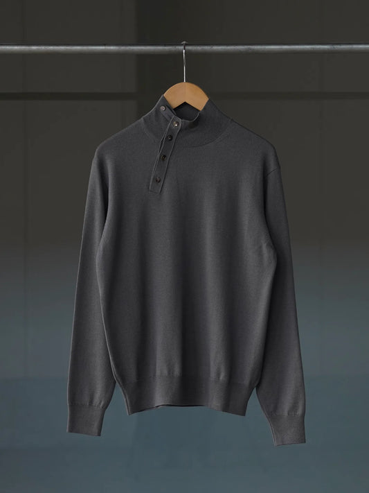 IRENISA | WOOL HIGH-NECK KINIT PULLOVER STONE GRAY