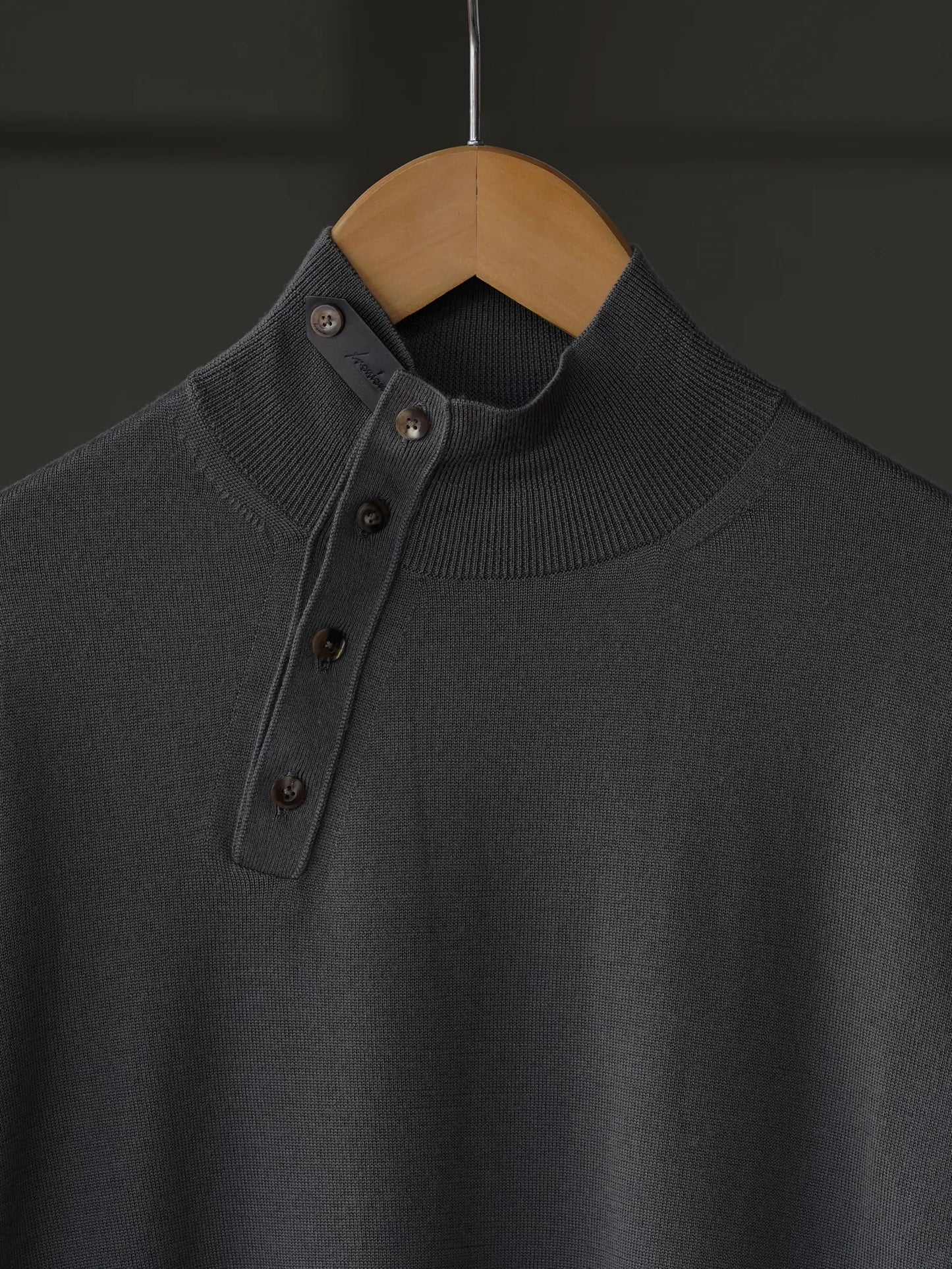 IRENISA | WOOL HIGH-NECK KINIT PULLOVER STONE GRAY