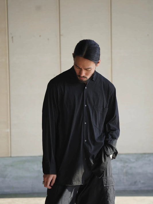 COMOLI | THINコットン コモリシャツ BLACK
