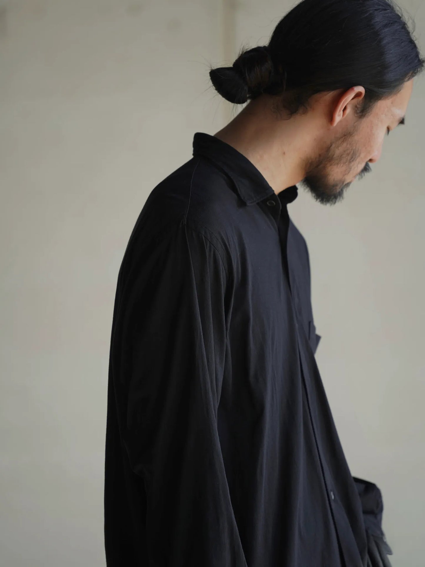COMOLI | THINコットン コモリシャツ BLACK