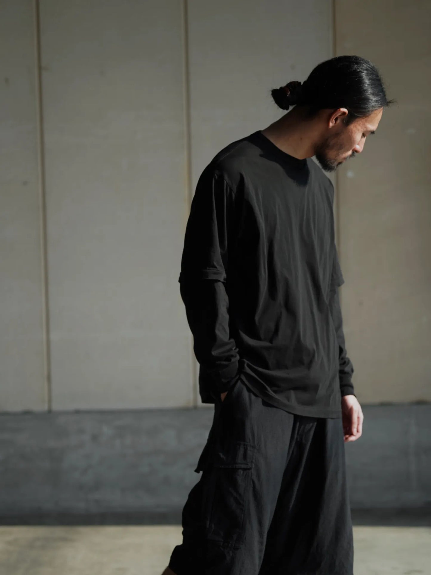 COMOLI | THINコットン レイヤードTシャツ BLACK