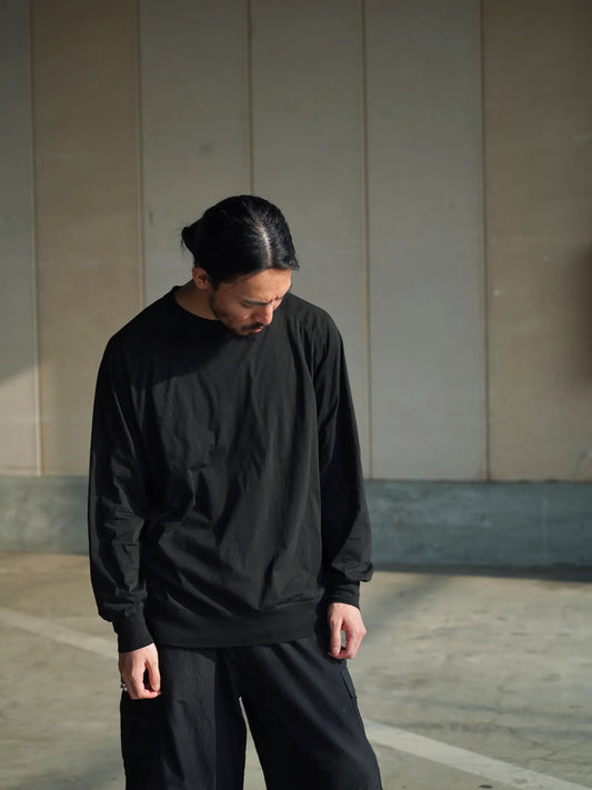 COMOLI | THINコットン クルーネック BLACK
