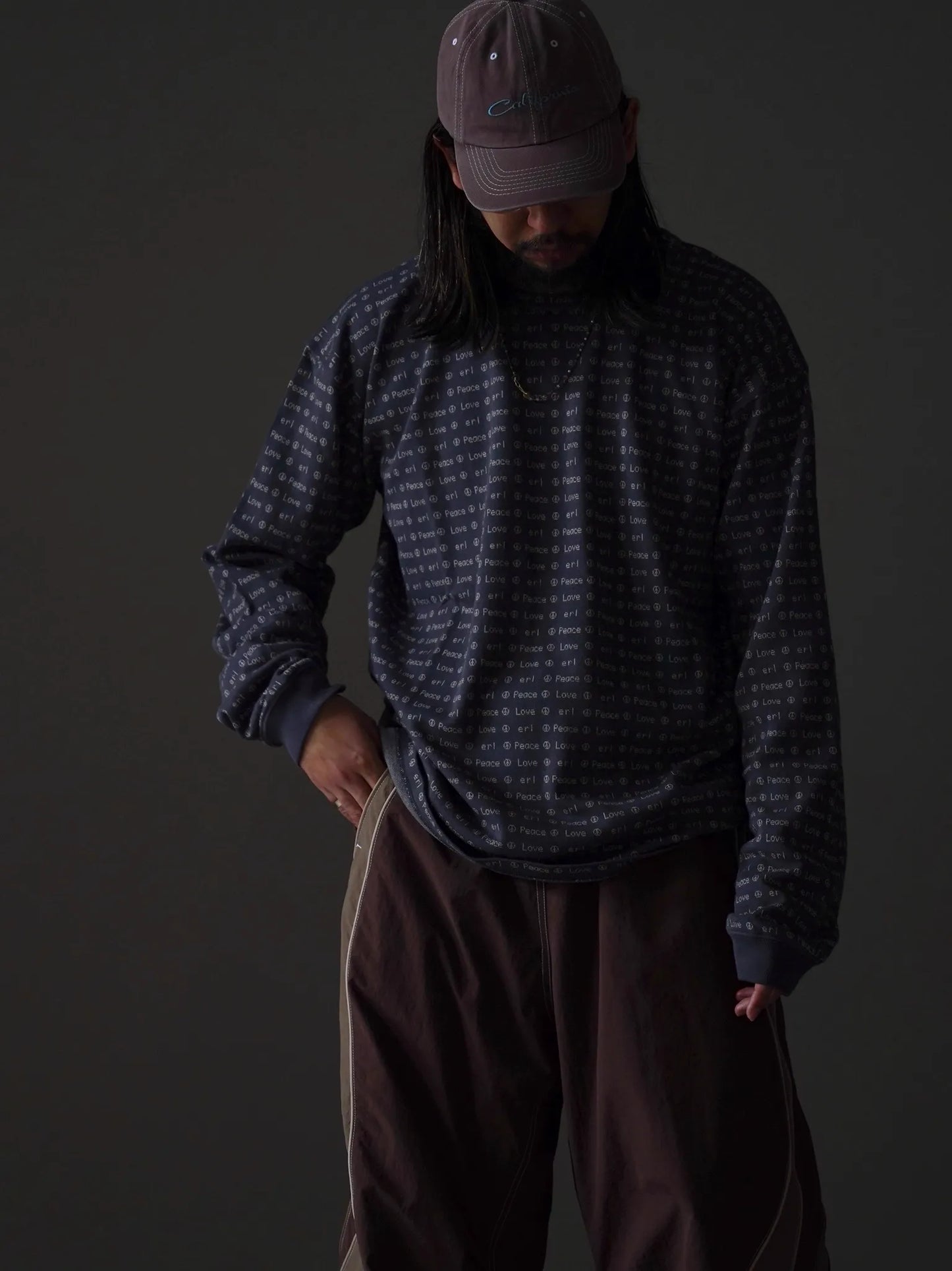 ERL | JACQUARD LONG SLEEVE TEE BROWN