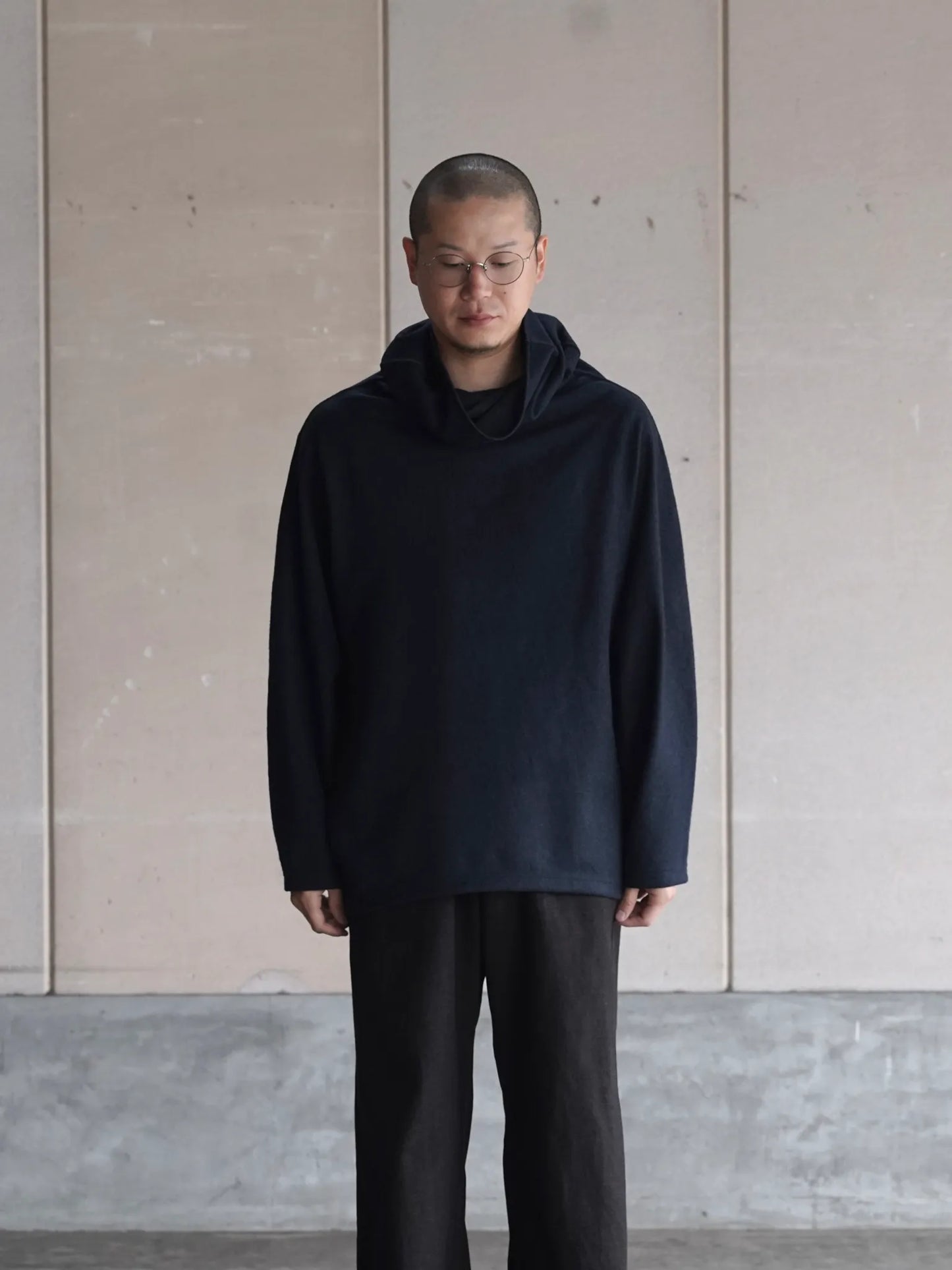 nonnotte | Draping Big H/N Pullover D.navy×Charcoal Top