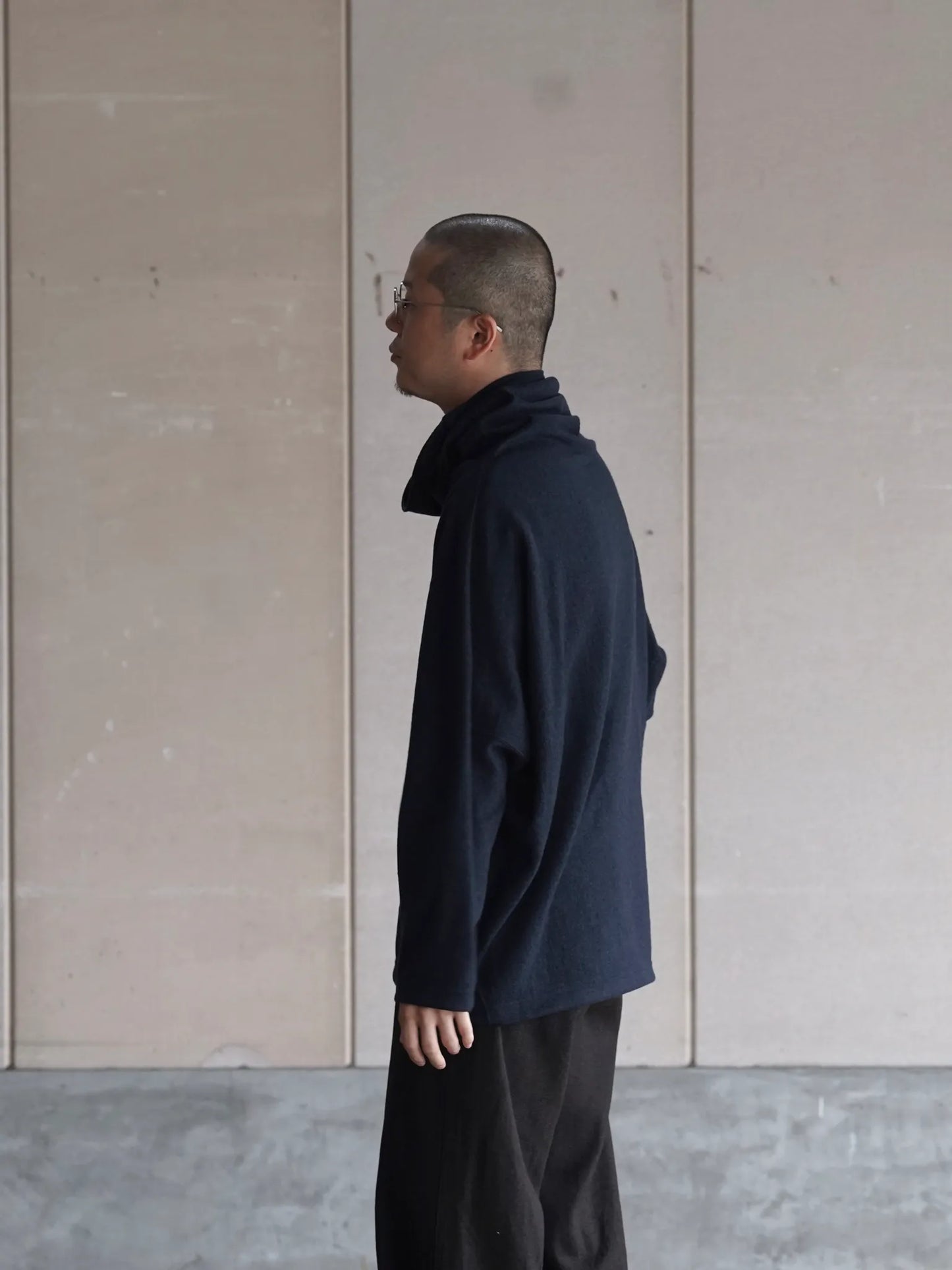 nonnotte | Draping Big H/N Pullover D.navy×Charcoal Top