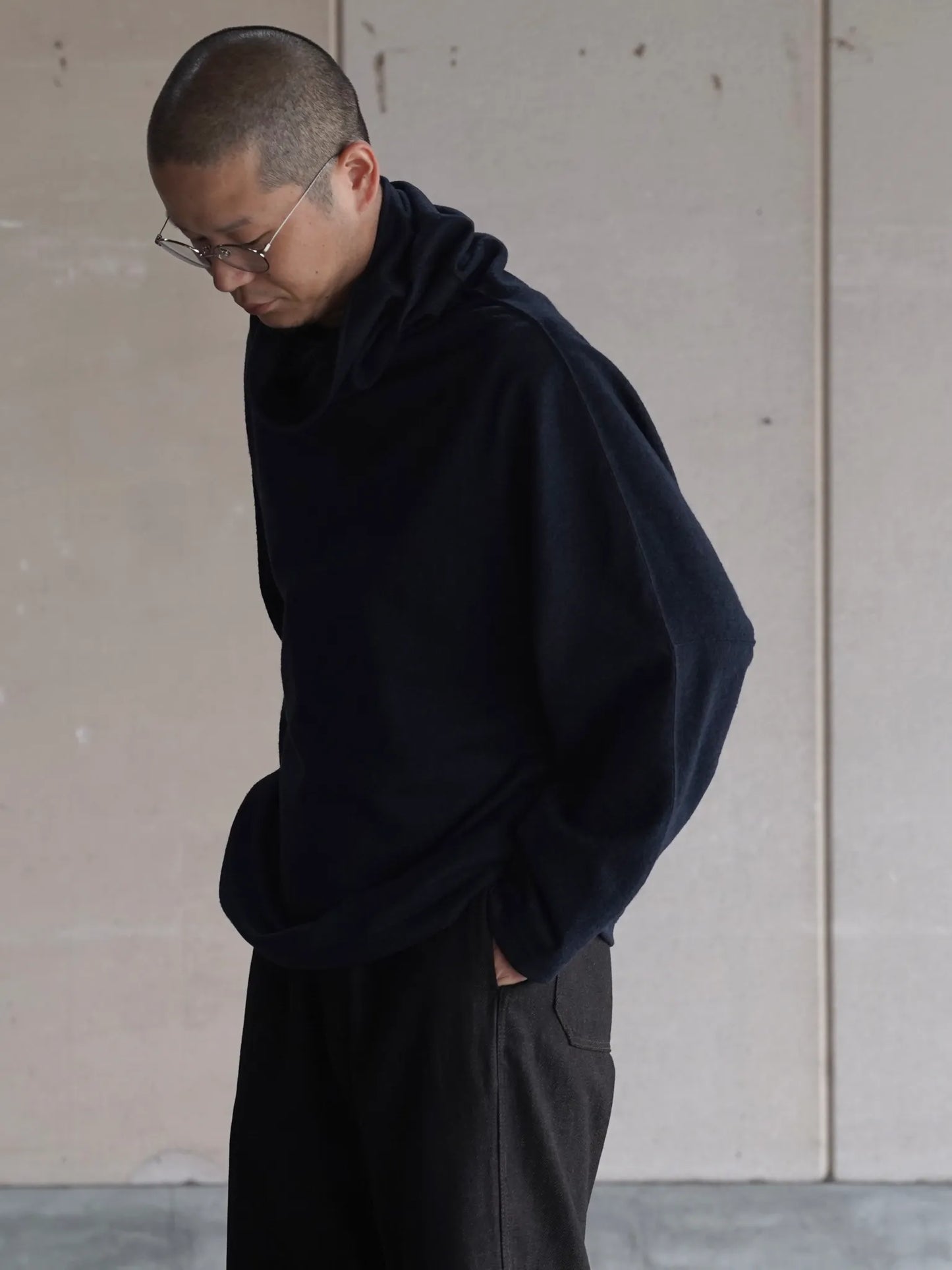 nonnotte | Draping Big H/N Pullover D.navy×Charcoal Top