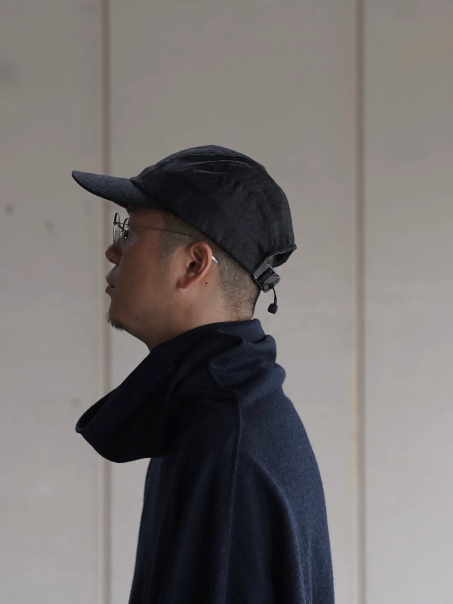 nonnotte | Draping Cap A Charcoal Top (Shadow Herringbone Flannel)