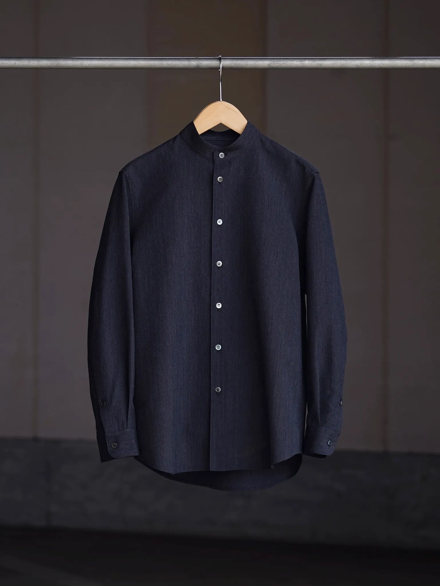 山内 | ウール× 和紙・スタンダードシャツ charcoal black