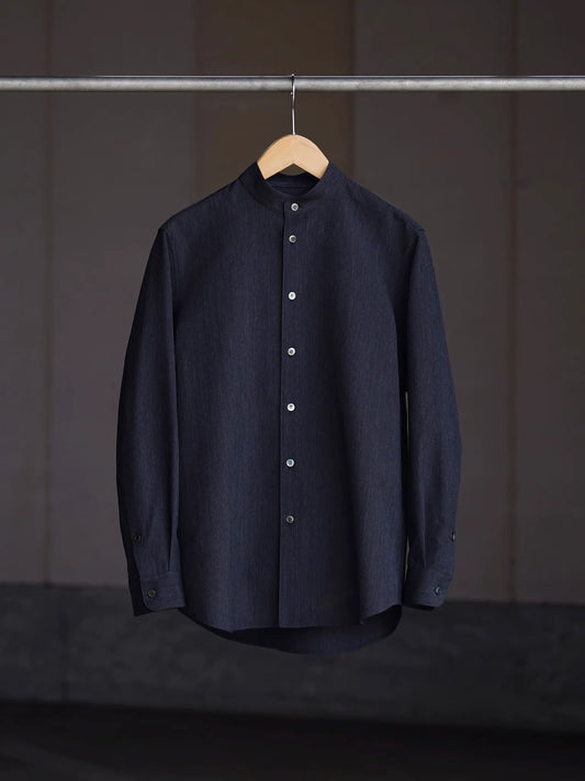 山内 | ウール× 和紙・スタンダードシャツ charcoal black
