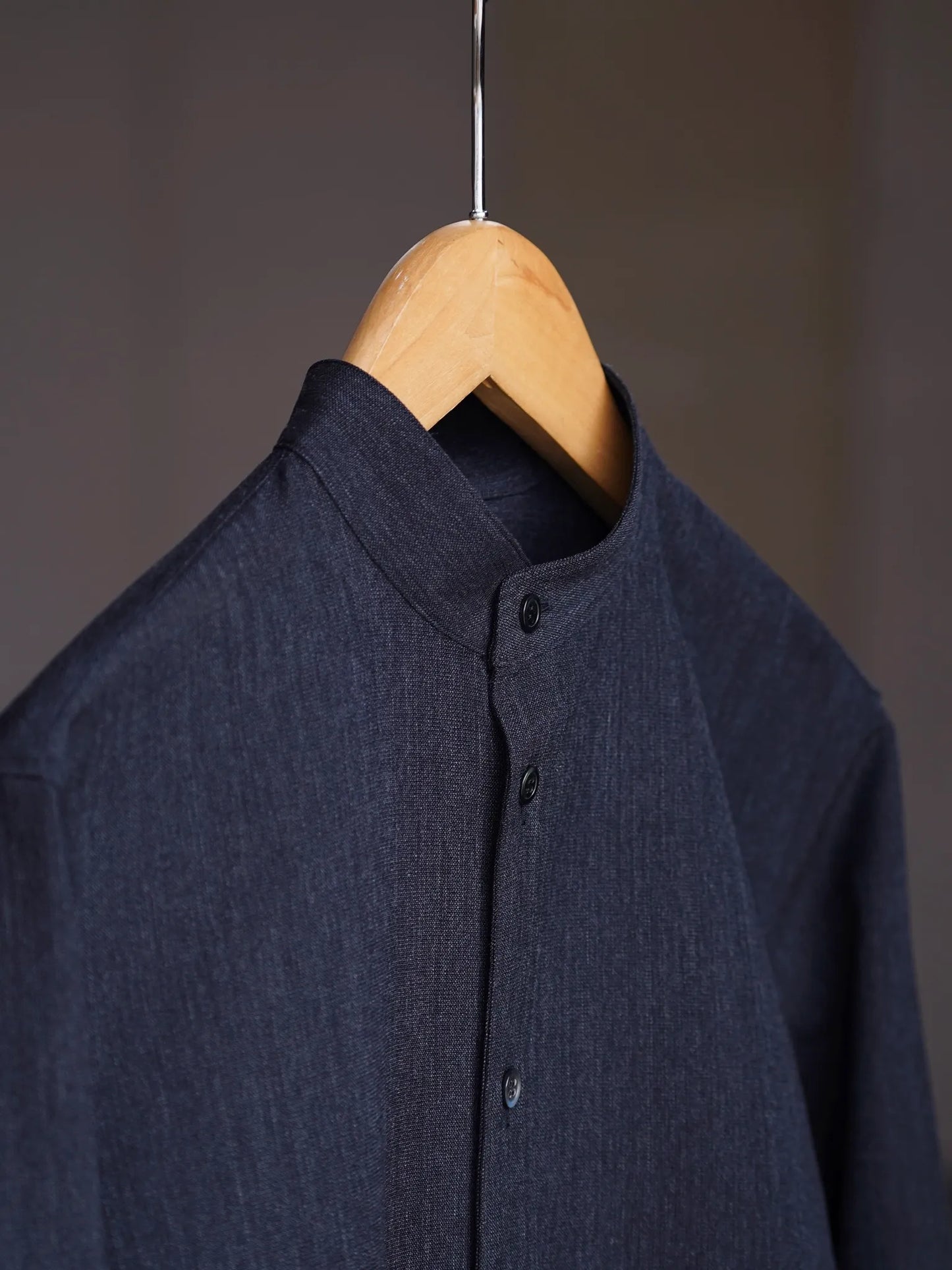 山内 | ウール× 和紙・スタンダードシャツ charcoal black