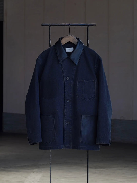 SARTO | CANVAS COVERALL JACKET [SULFUR DYEING HEAVY CANVAS] SMOKE BALCK