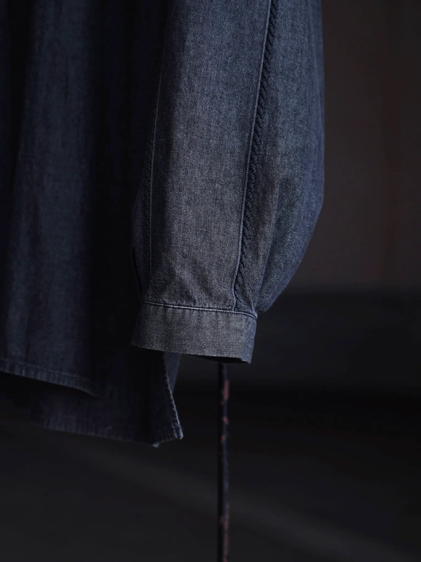 SARTO | [COTTON CHAMBRAY] EMBROIDERY SKIPPER SHIRT WASHED BLACK