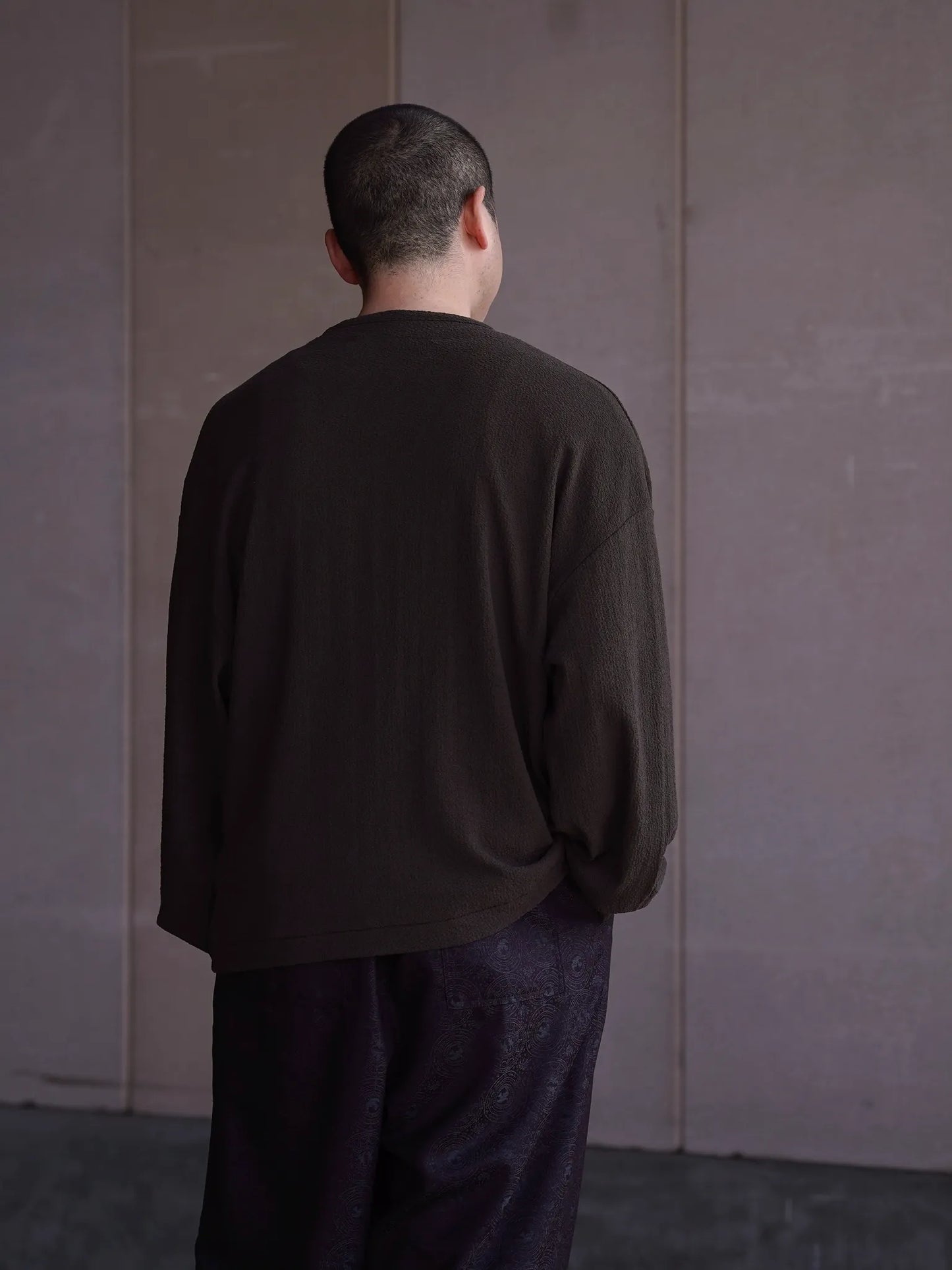 nonnotte | Drape U Pullover with Cuff Sleeve Khaki