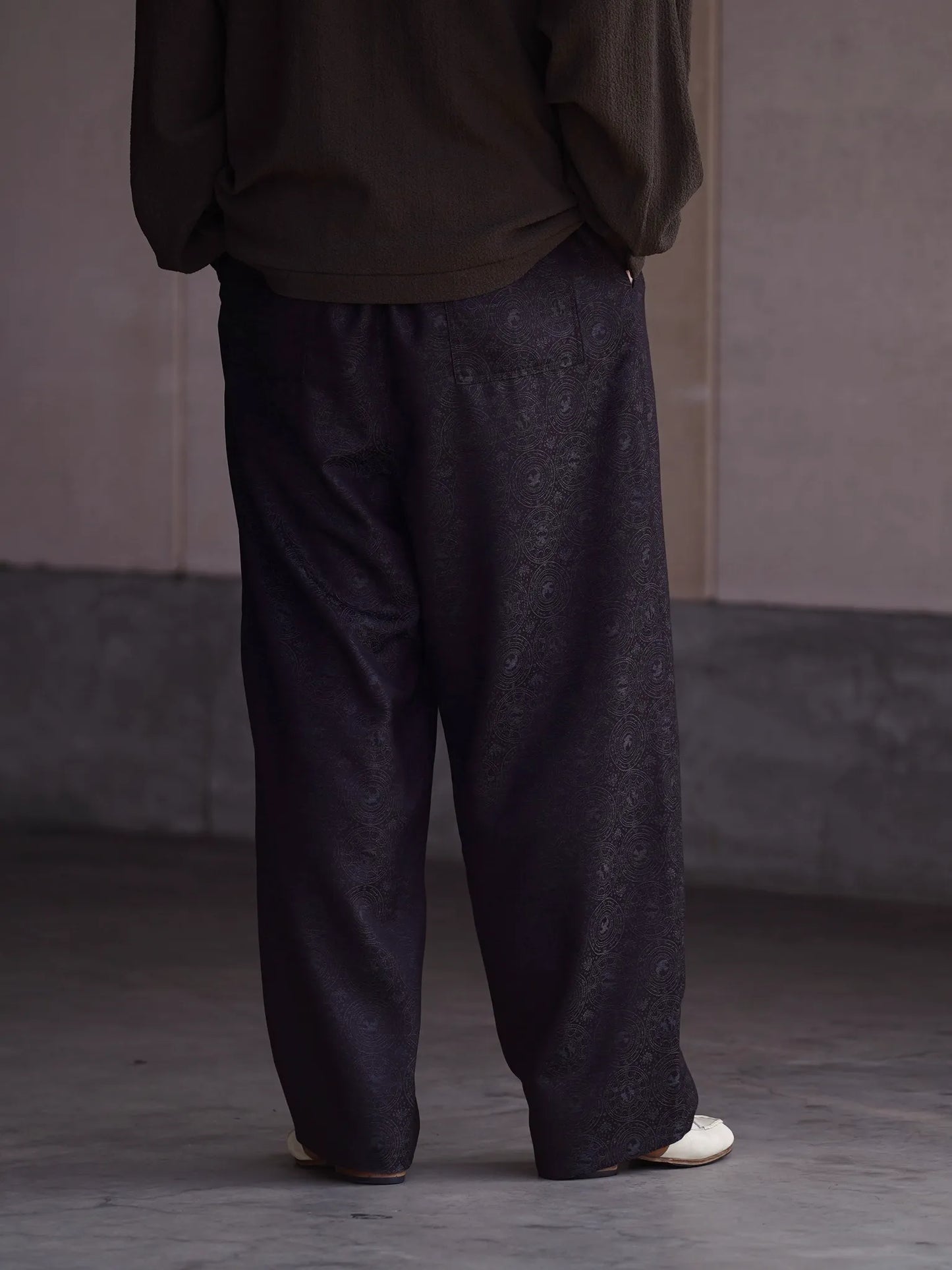 nonnotte | 2-Tuck Draw Cord Wide Trousers Smoke Berry