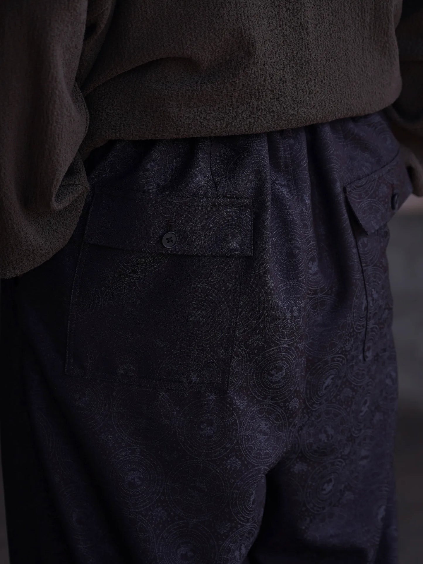 nonnotte | 2-Tuck Draw Cord Wide Trousers Smoke Berry