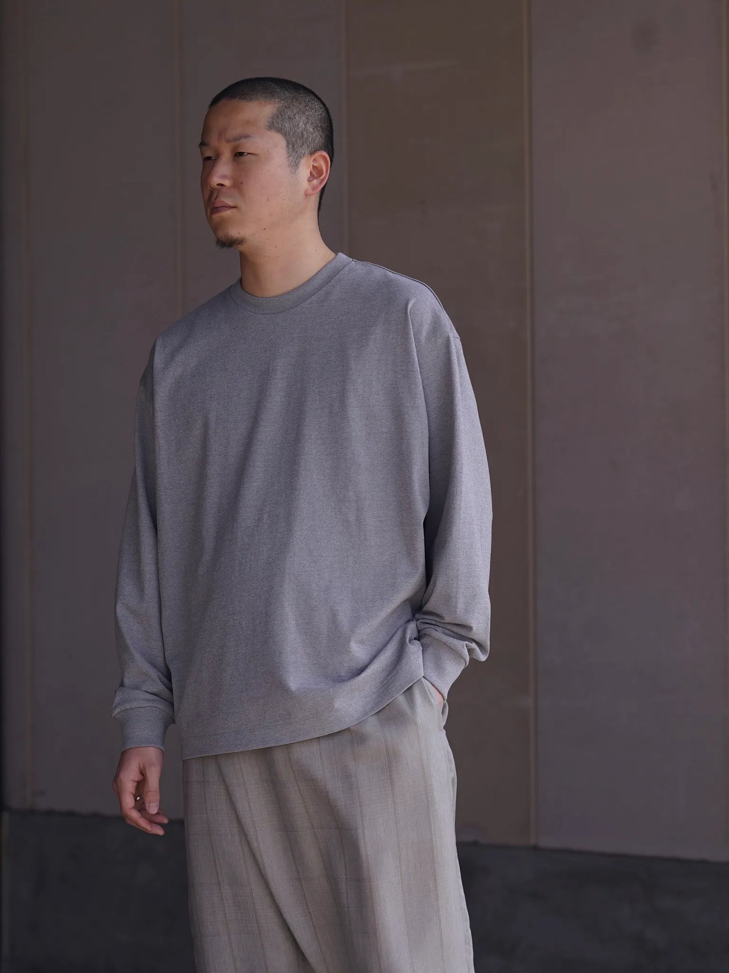 nonnotte | New Tapered Oversized Long Sleeve Heather Ash