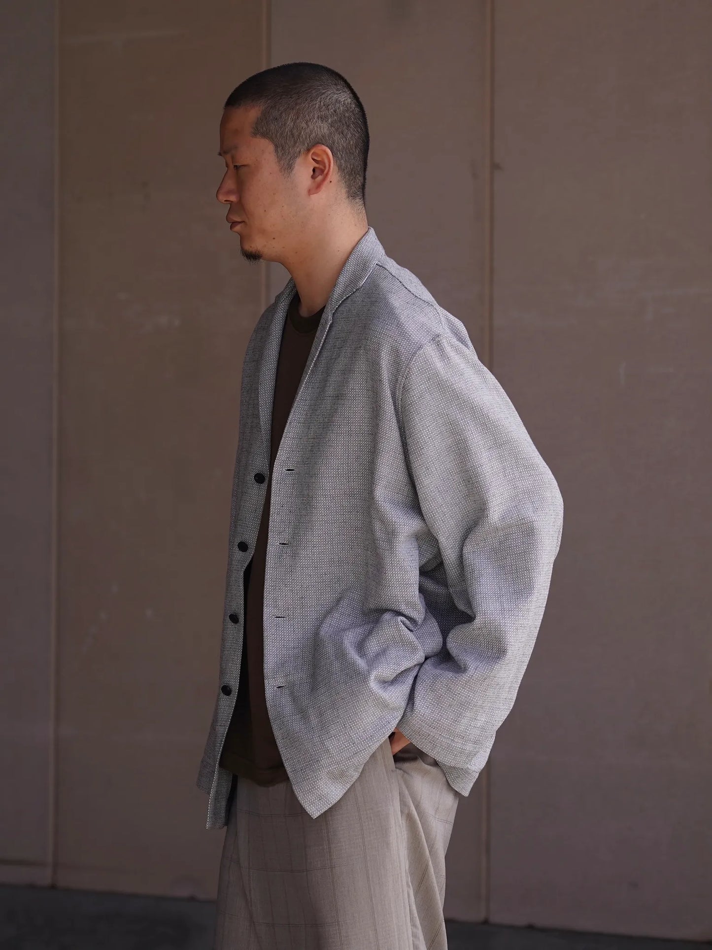 nonnotte | Swan Drop Collar Shirt Jacket Black × White