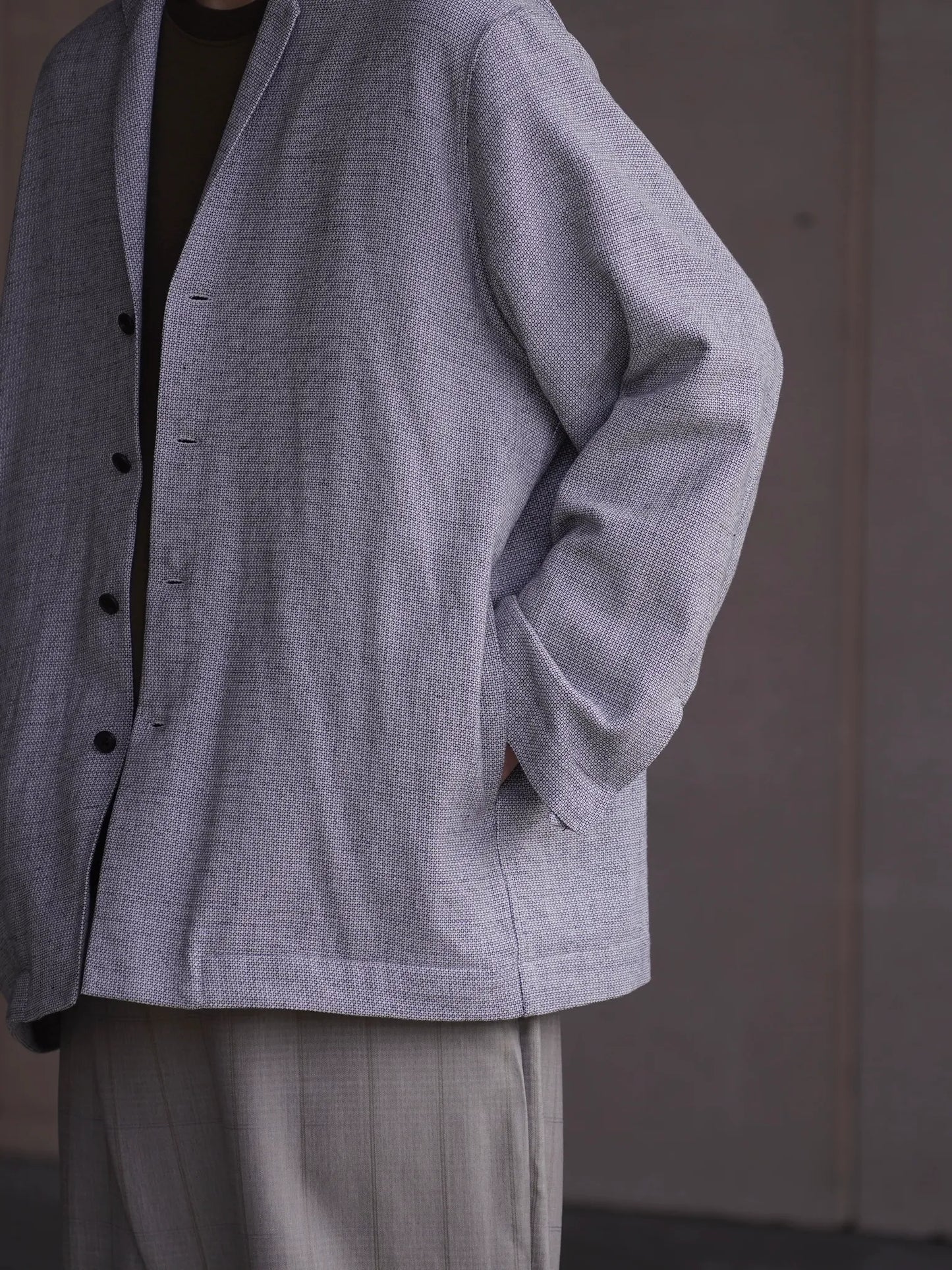 nonnotte | Swan Drop Collar Shirt Jacket Black × White