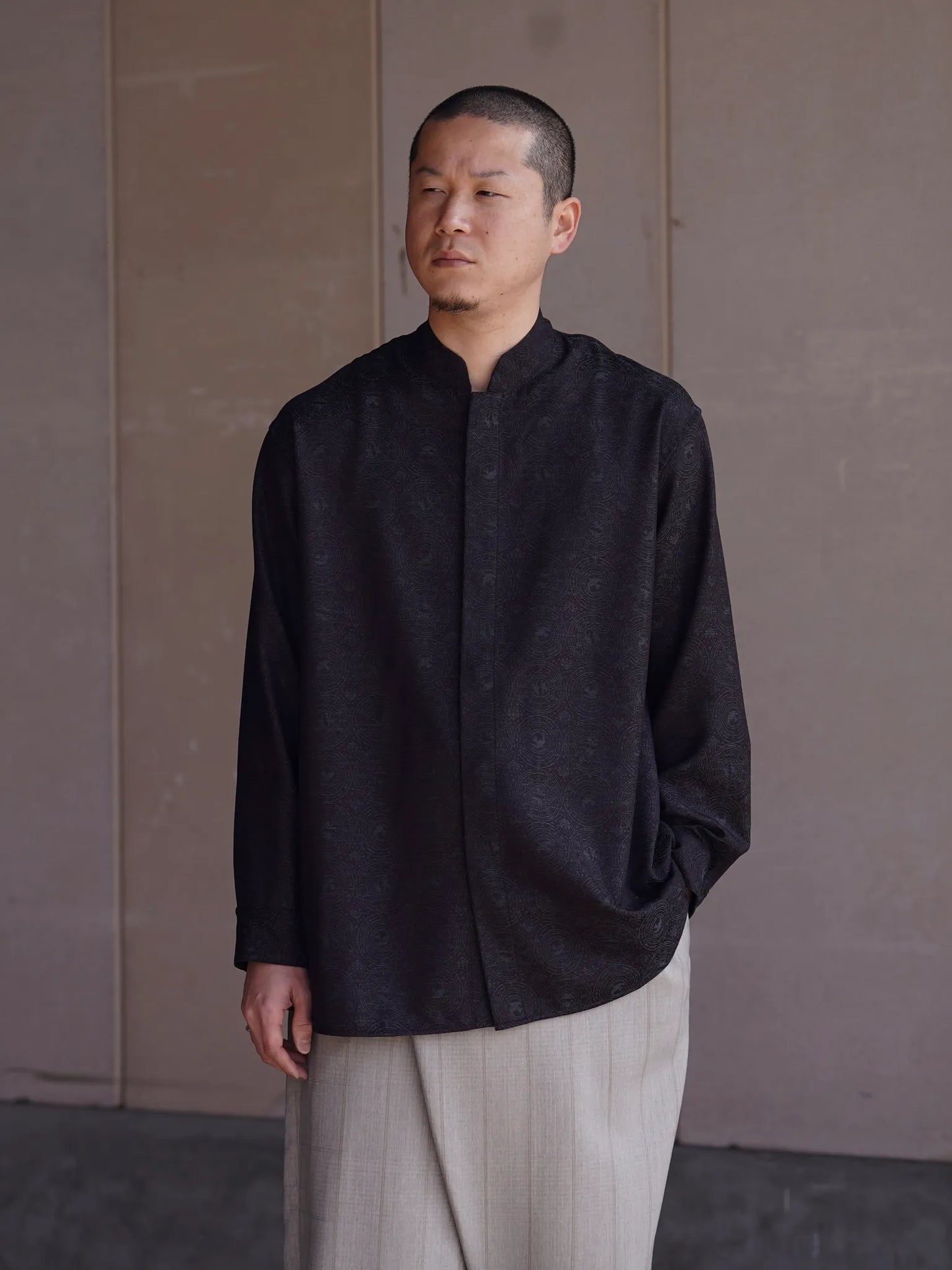 nonnotte | Round Tailor Oversized Shirt Smoke Berry