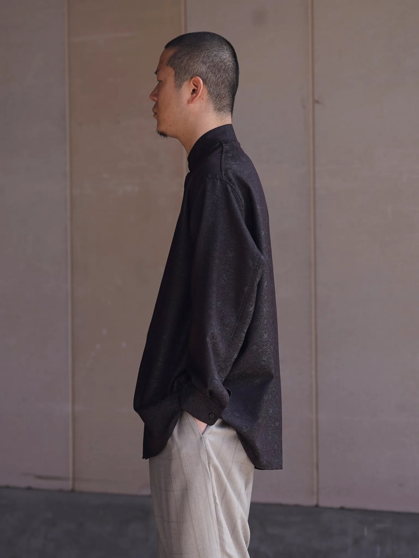 nonnotte | Round Tailor Oversized Shirt Smoke Berry