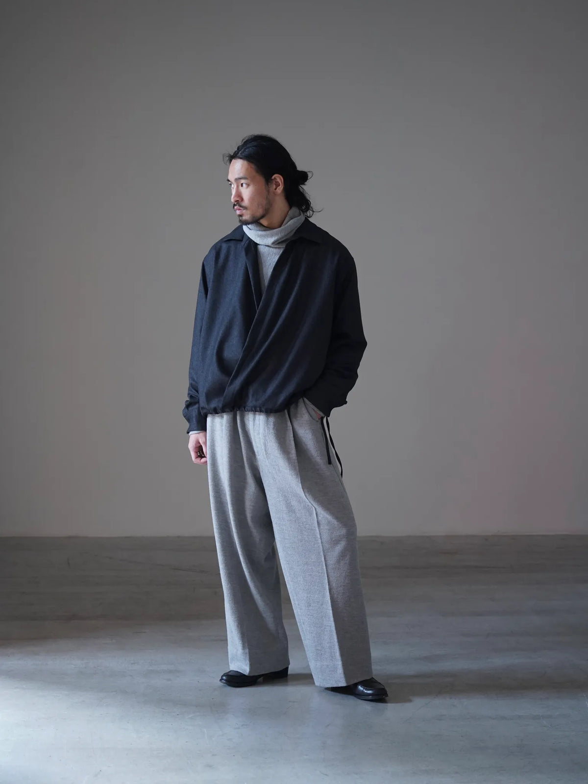 nonnotte | Draping Overlap Shirt Charcoal Top
