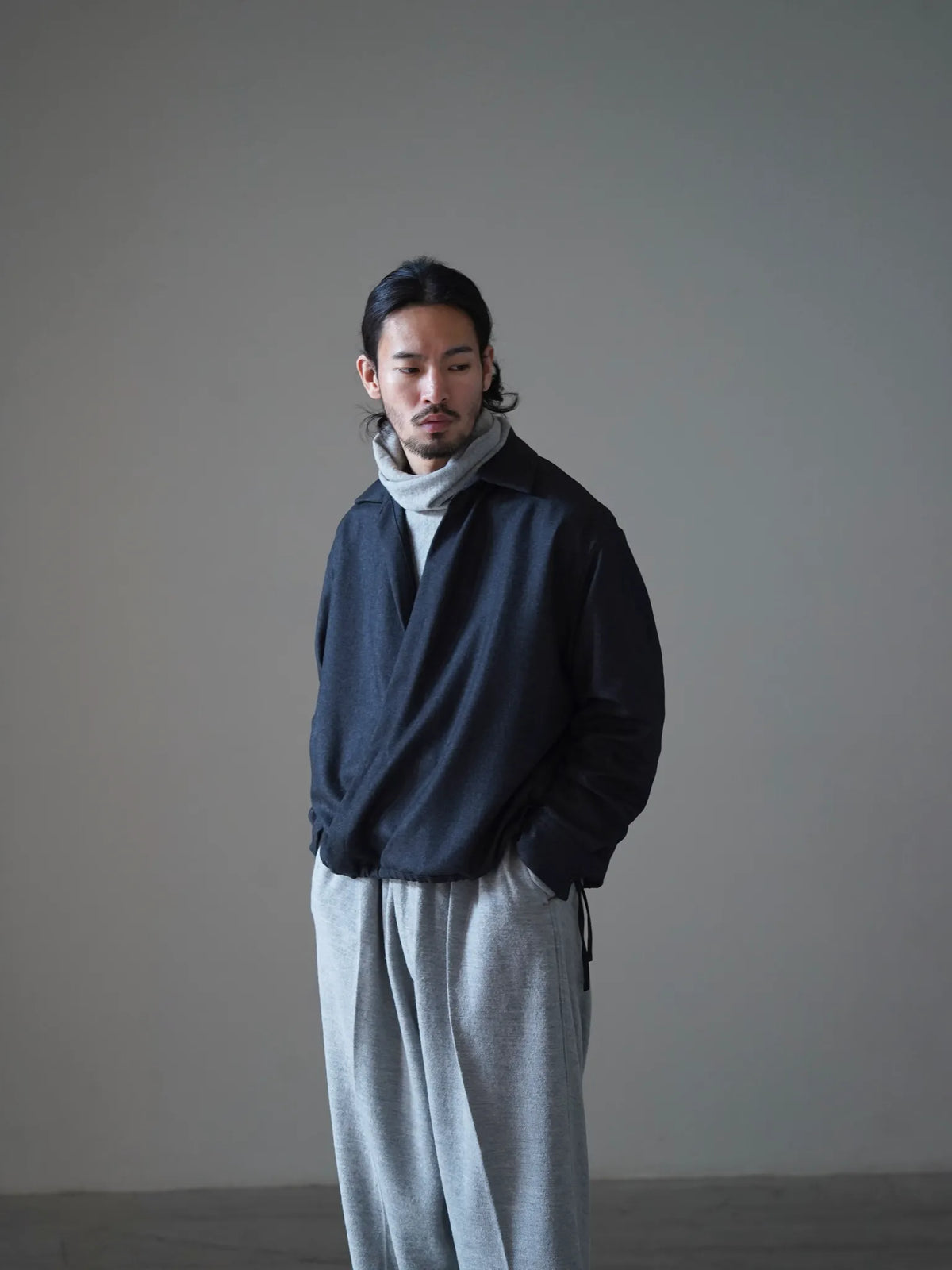 nonnotte | Draping Overlap Shirt Charcoal Top