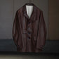 TT | SACK LEATHER COAT Mud Dyed Brown