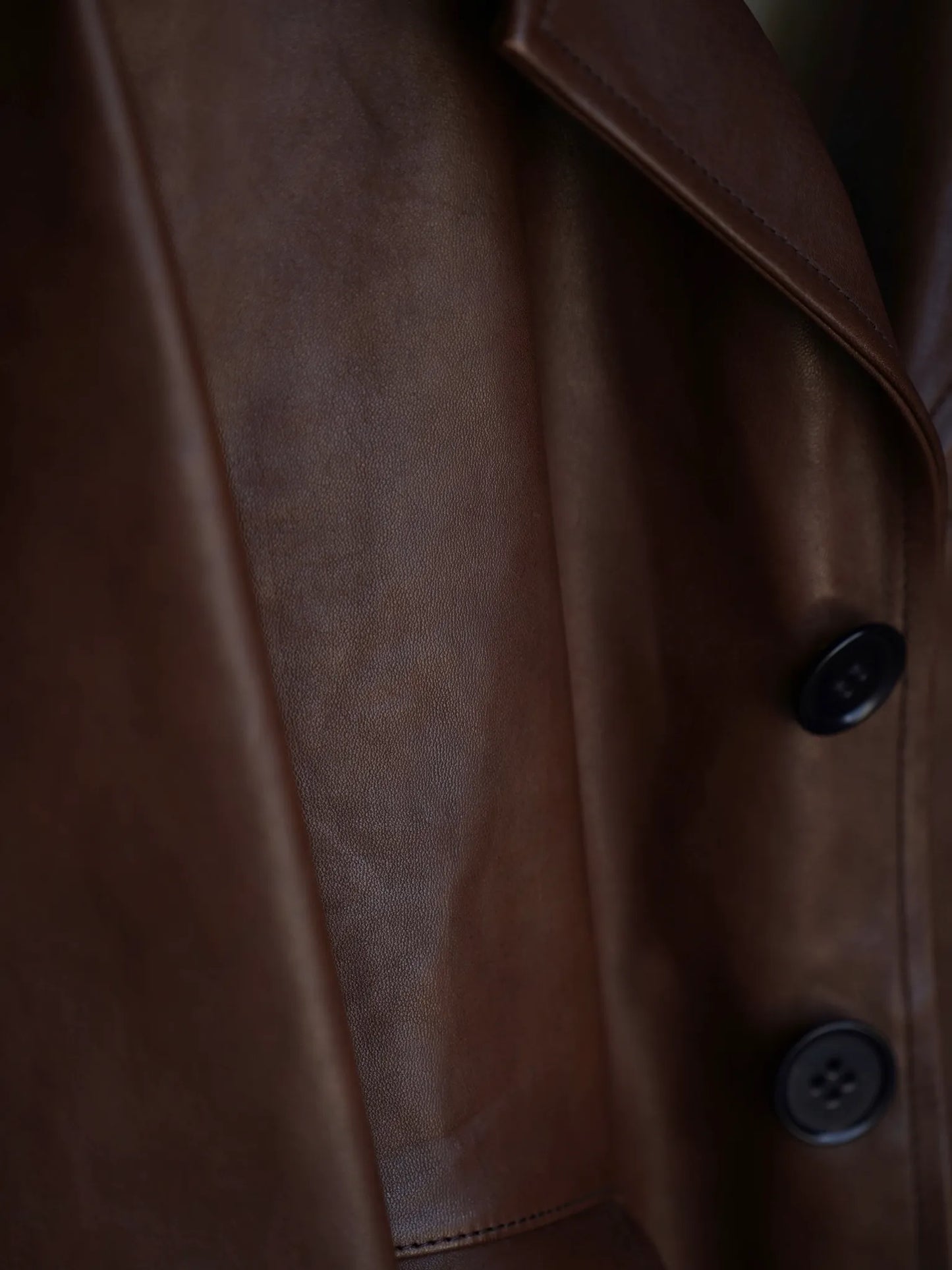 TT | SACK LEATHER COAT Mud Dyed Brown