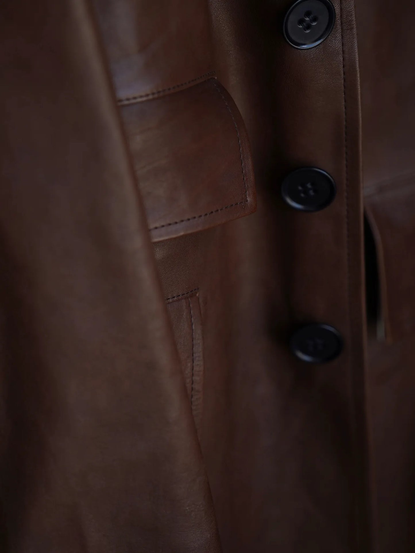 TT | SACK LEATHER COAT Mud Dyed Brown
