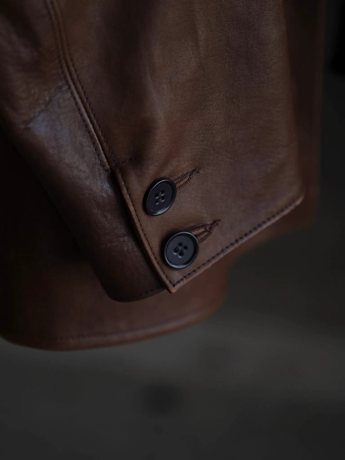 TT | SACK LEATHER COAT Mud Dyed Brown