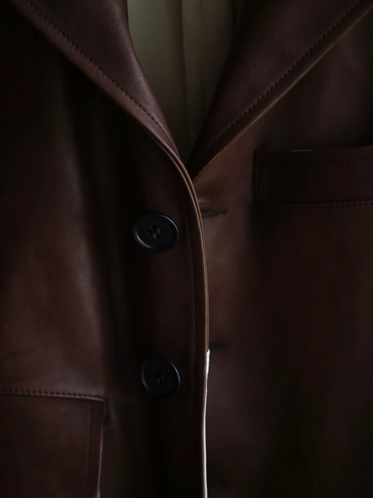 TT | SACK LEATHER COAT Mud Dyed Brown