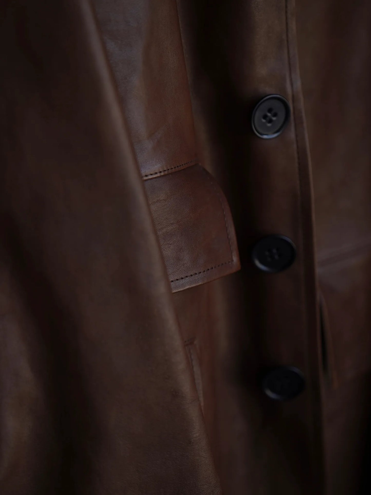TT | SACK LEATHER COAT Mud Dyed Brown
