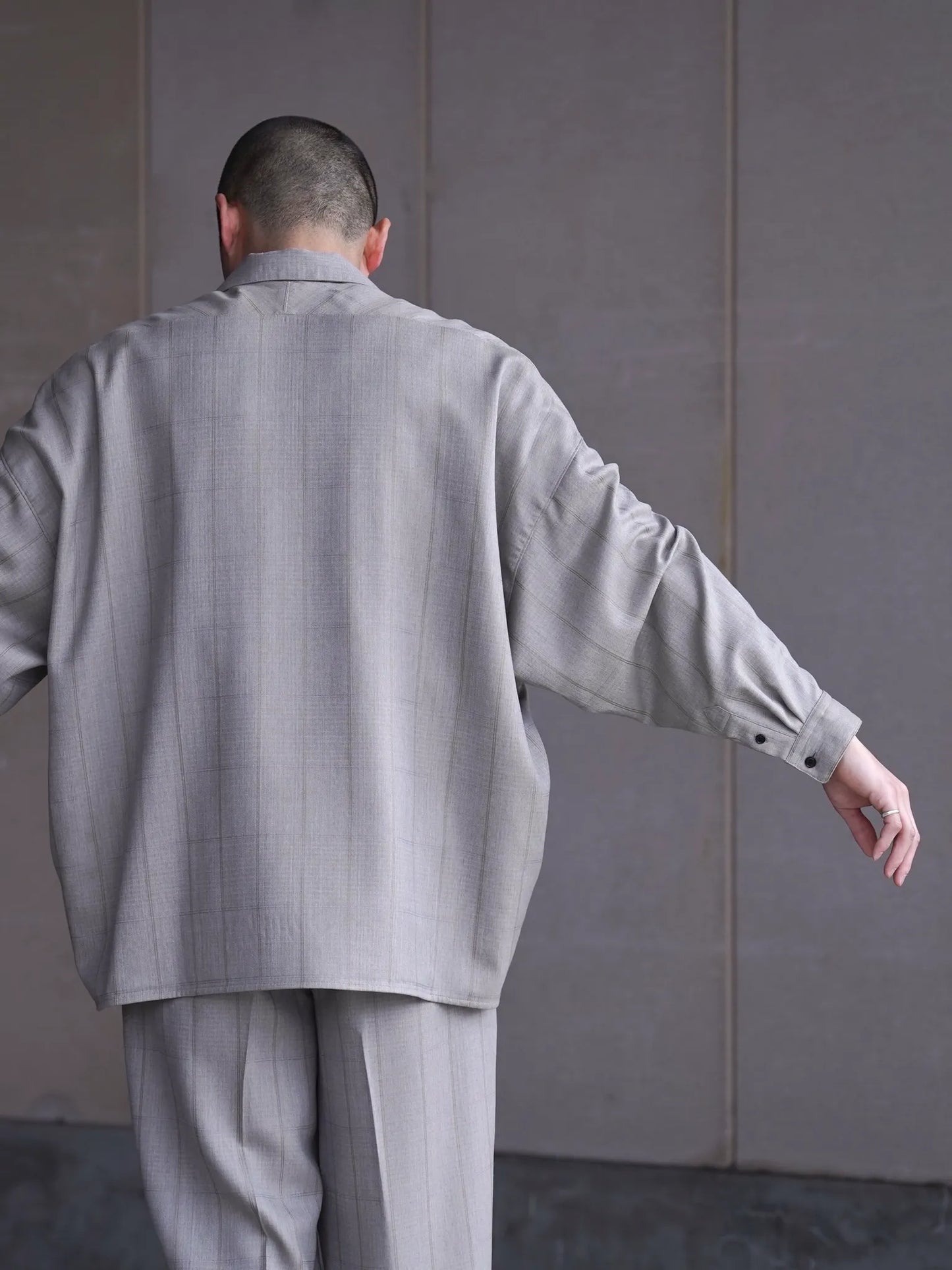 nonnotte | Draping Open Collar shirt Type A Clay Mist