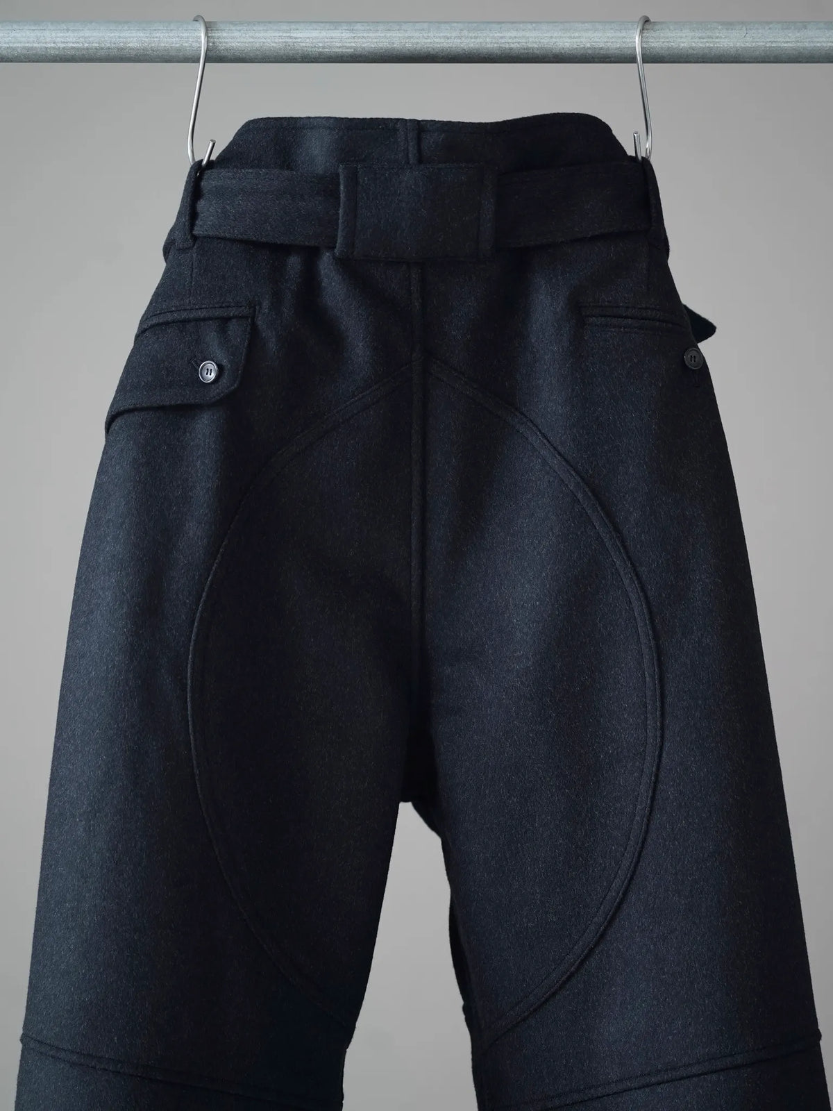 山内 | ウォッシュドウールシャギー・ツナギパンツ black shaggy