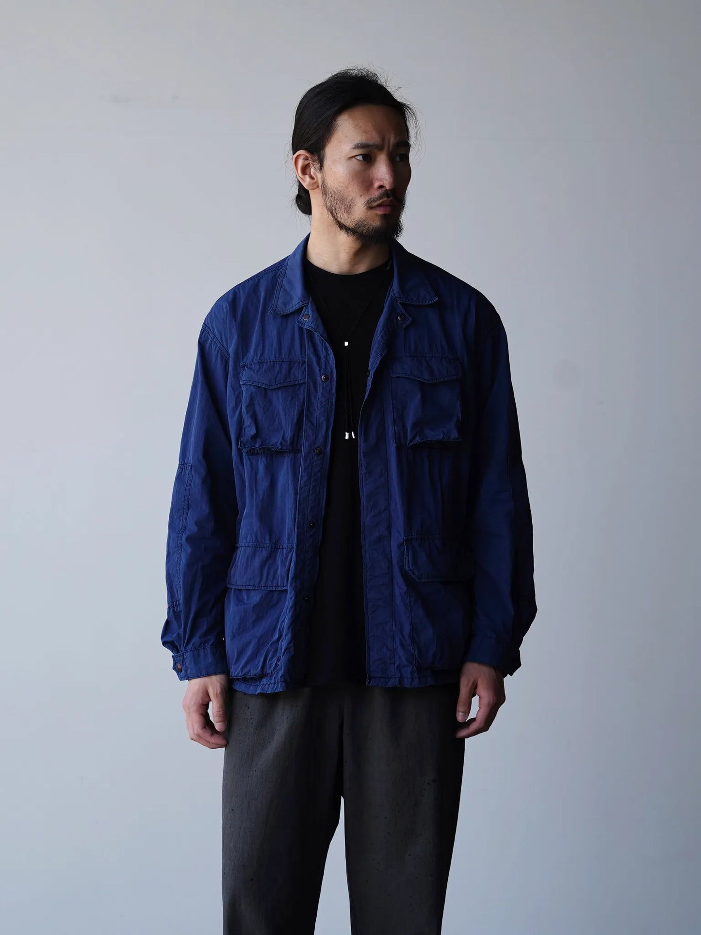 THE NULABEL | GARMENT DYED BDU JACKET NATURAL INDIGO