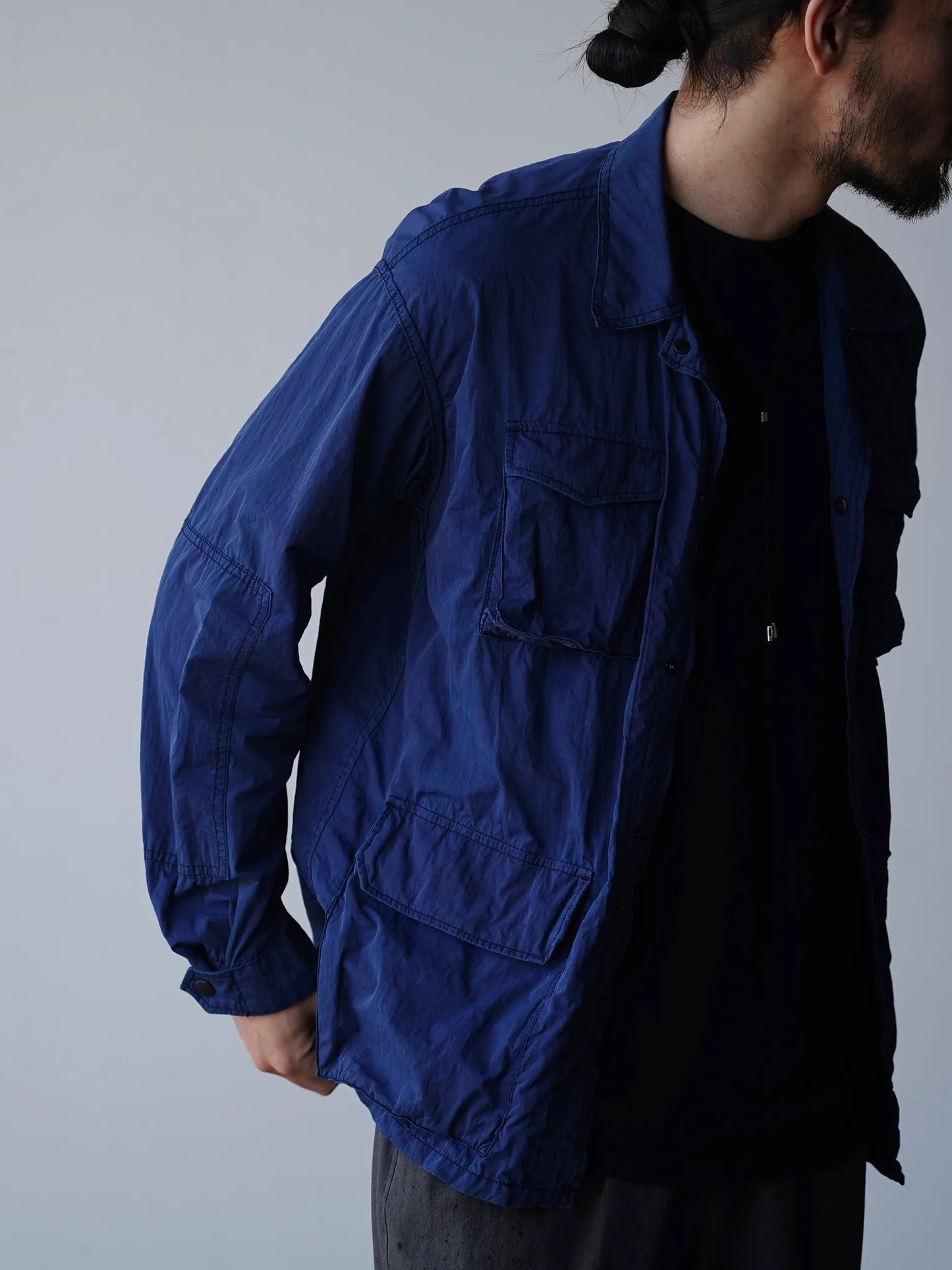 THE NULABEL | GARMENT DYED BDU JACKET NATURAL INDIGO