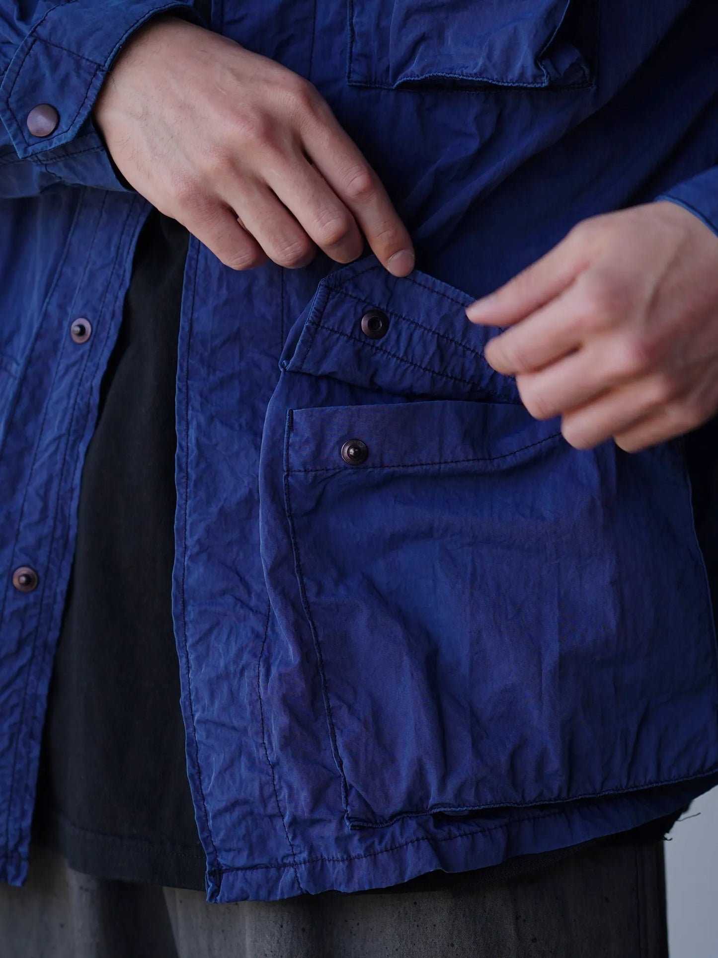 THE NULABEL | GARMENT DYED BDU JACKET NATURAL INDIGO