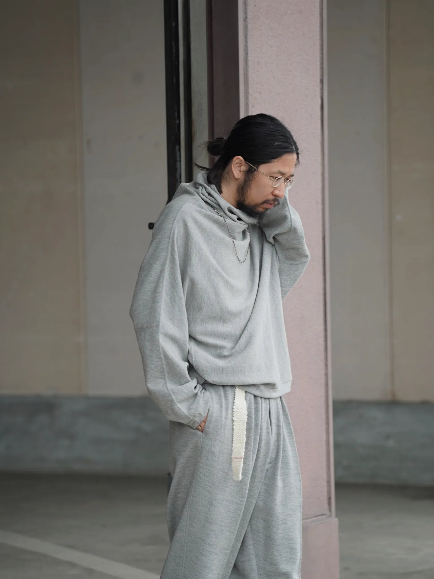 nonnotte | Draping H/N Long-Sleeve pullover Toasted Oatmeal