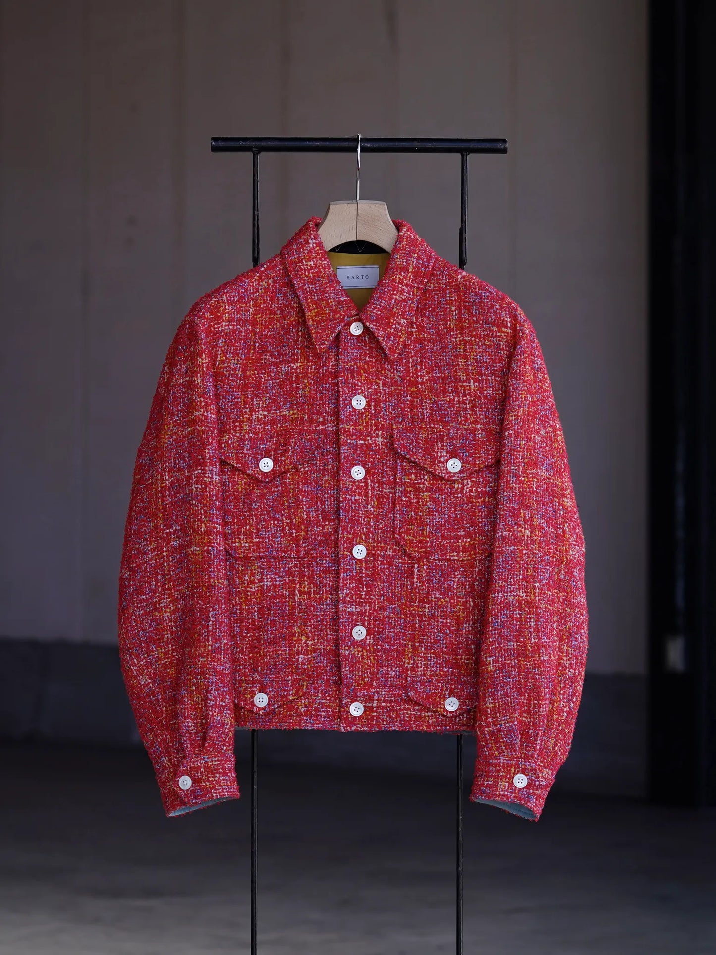 SARTO | [HOME SPUN] TRUCKER JACKET SCARLET