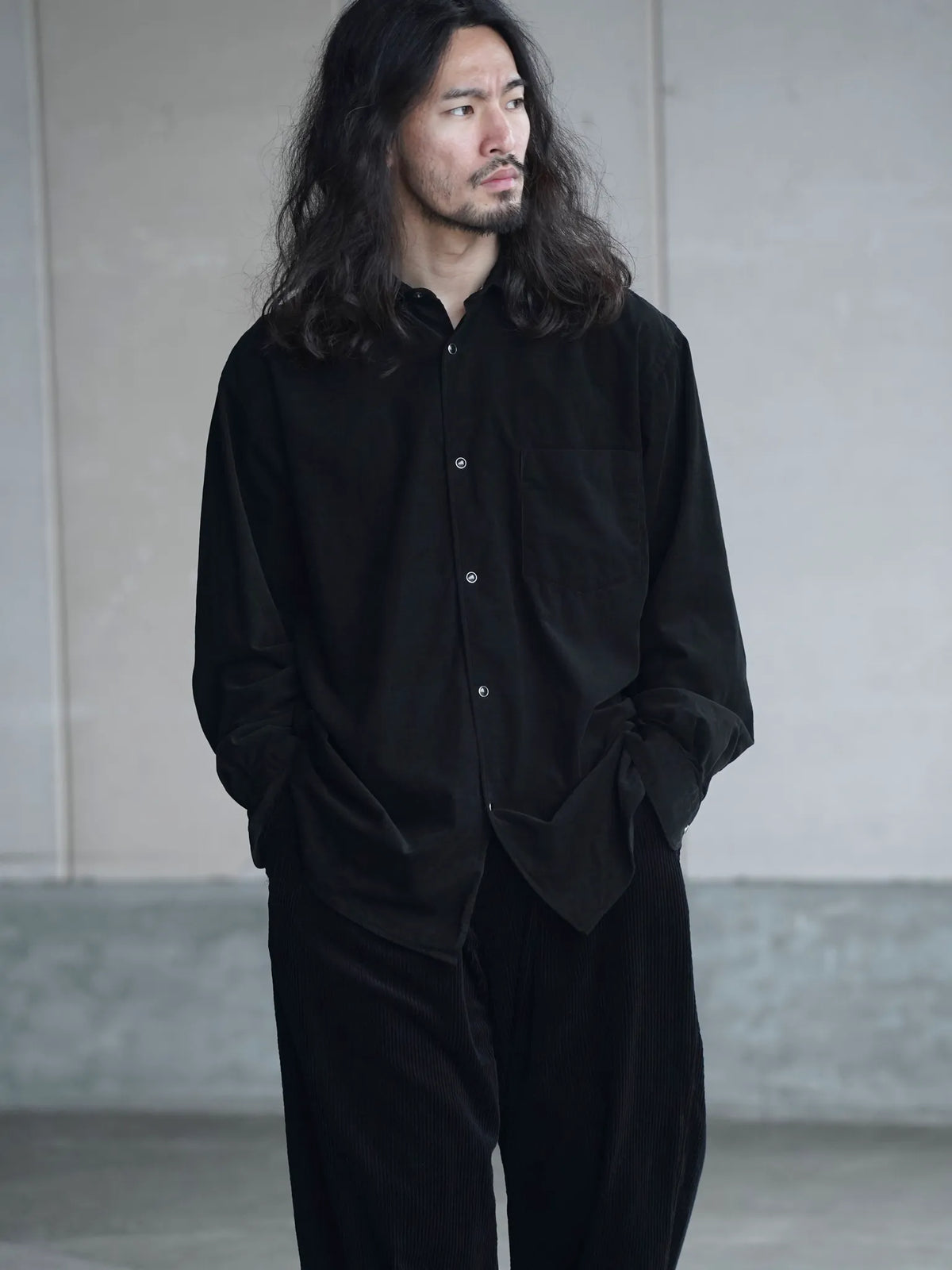 COMOLI | コーデュロイ コモリシャツ BLACK