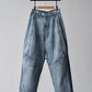 Nomàt | Two-tone Denim Curved Pants Sax Blue