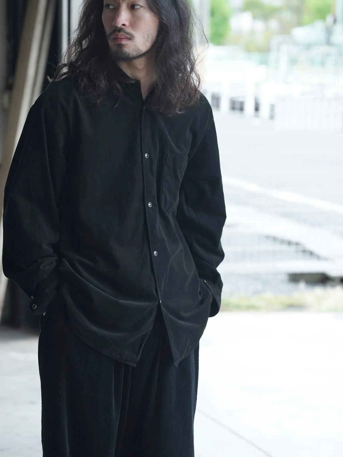 COMOLI | コーデュロイ コモリシャツ BLACK