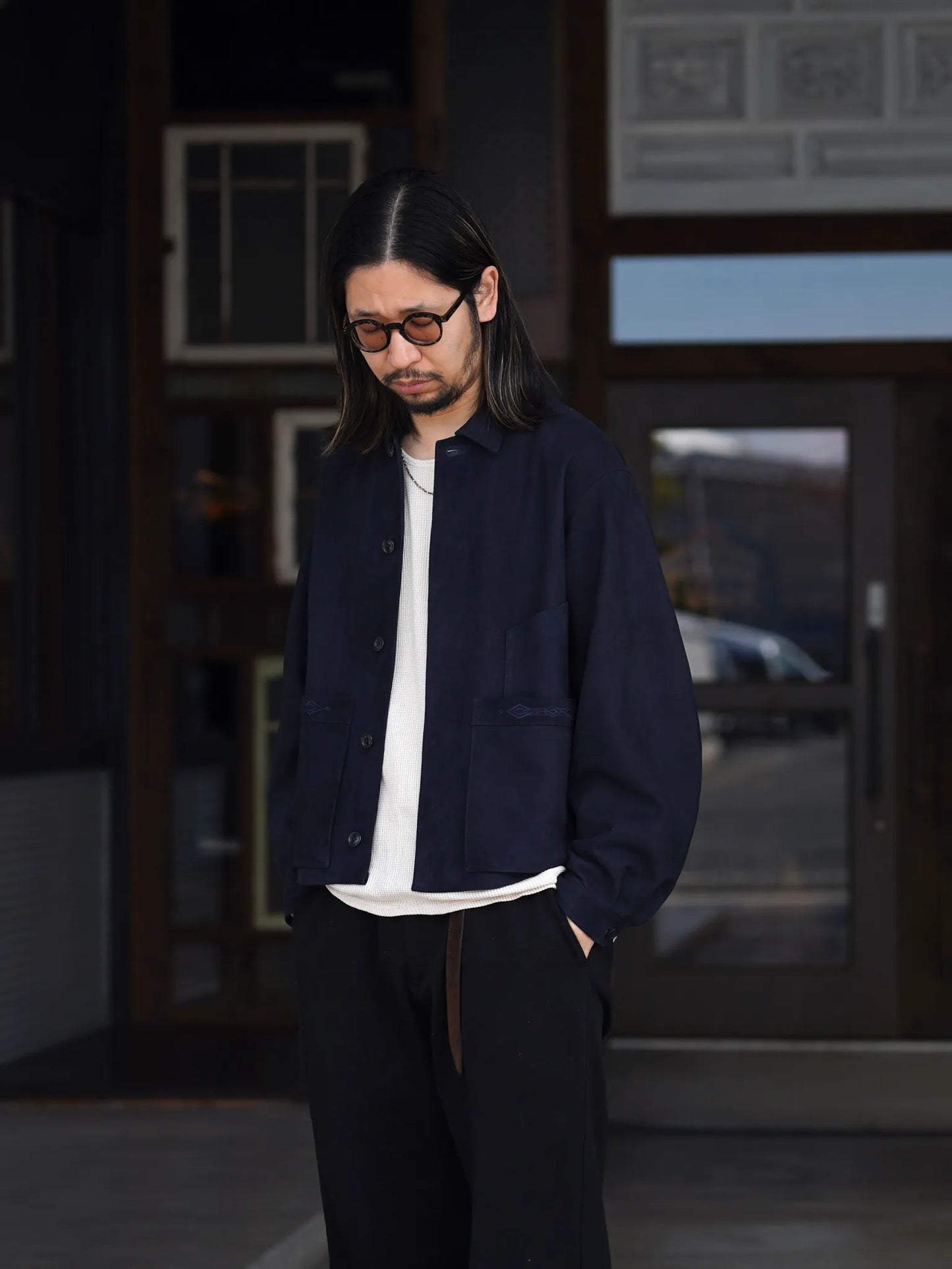 SARTO | [METIS GOAT SUEDE LEATHER] LEATHER JACKET INK NAVY