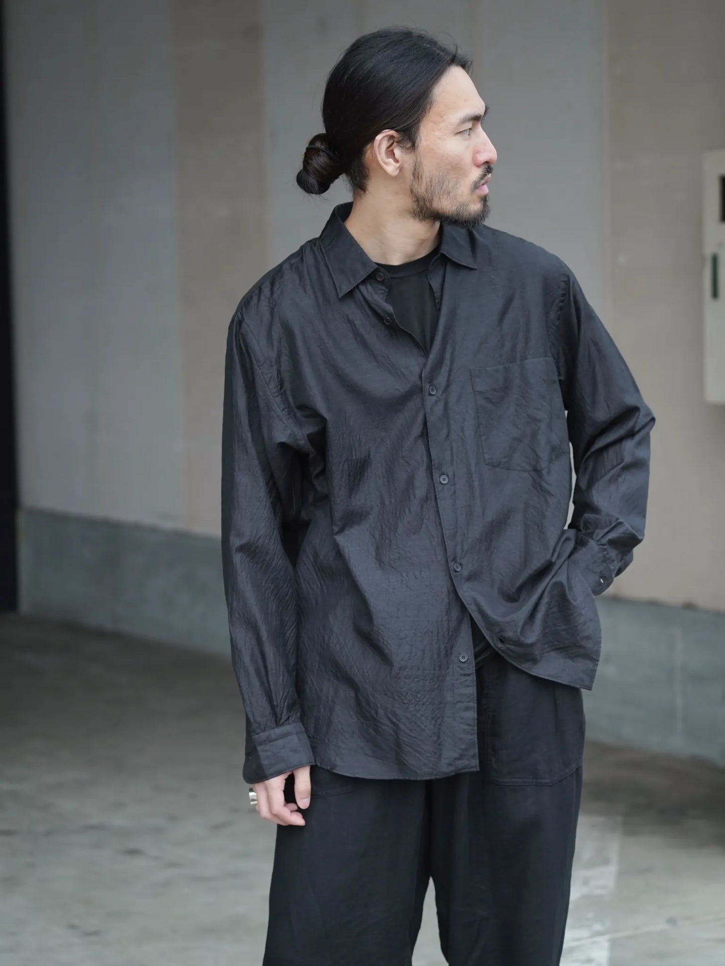 COMOLI | ウールシルク コモリシャツ CHARCOAL