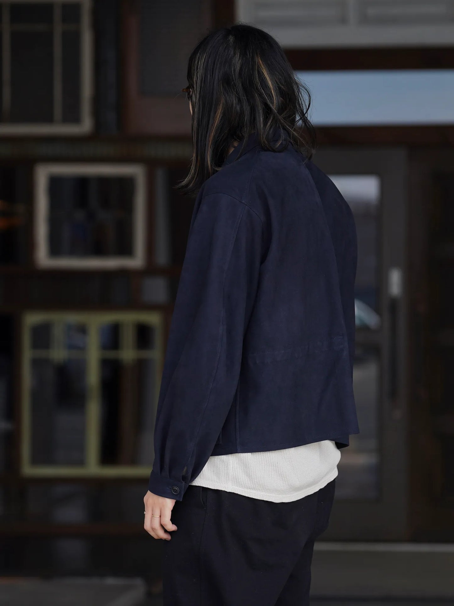 SARTO | [METIS GOAT SUEDE LEATHER] LEATHER JACKET INK NAVY