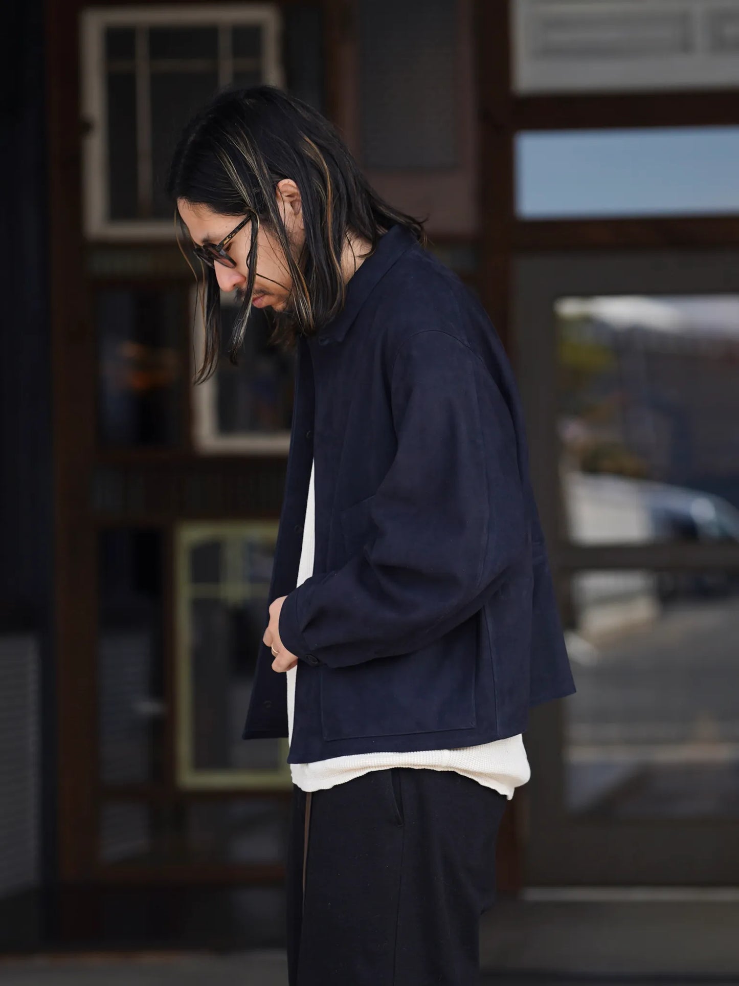 SARTO | [METIS GOAT SUEDE LEATHER] LEATHER JACKET INK NAVY