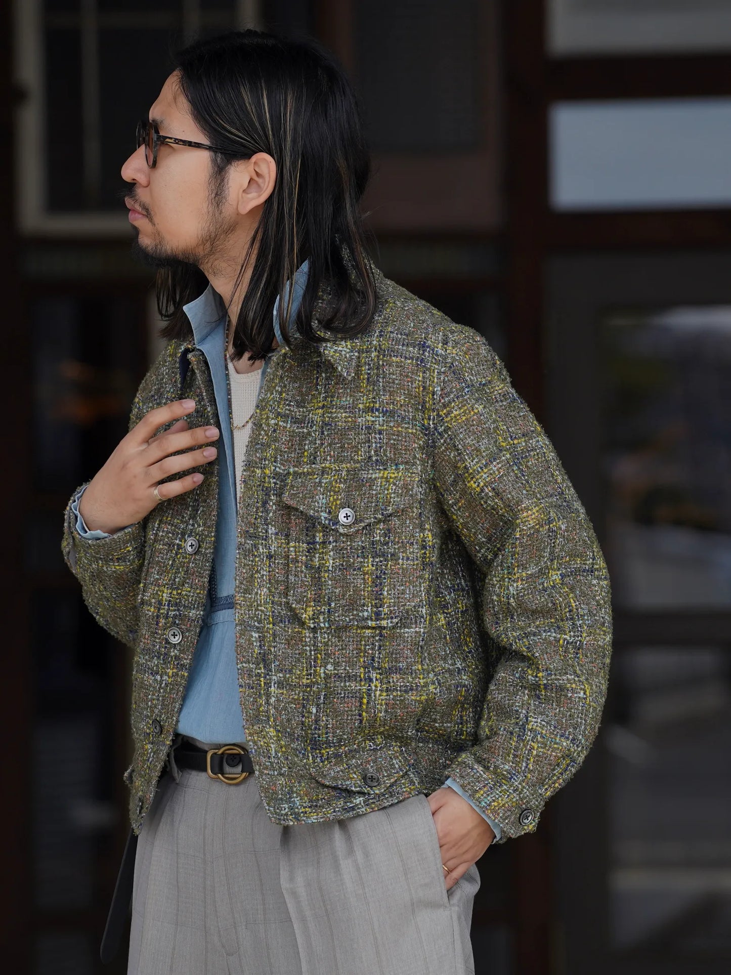 SARTO | [HOME SPUN] TRUCKER JACKET ARMY