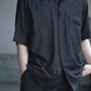 COMOLI | ウールシルク 半袖オープンカラーシャツ CHARCOAL